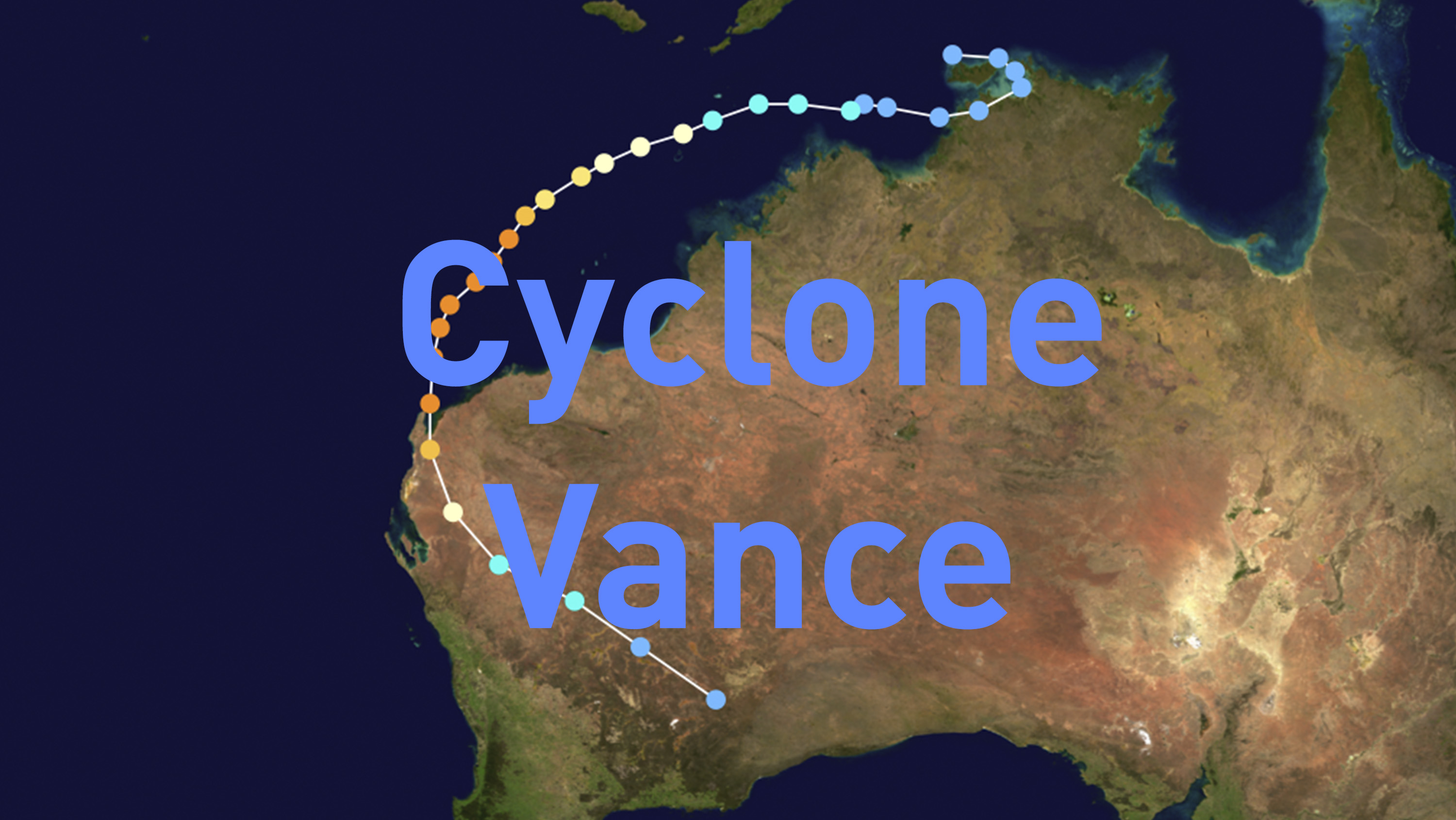 map of WA showing Cycone Vance path